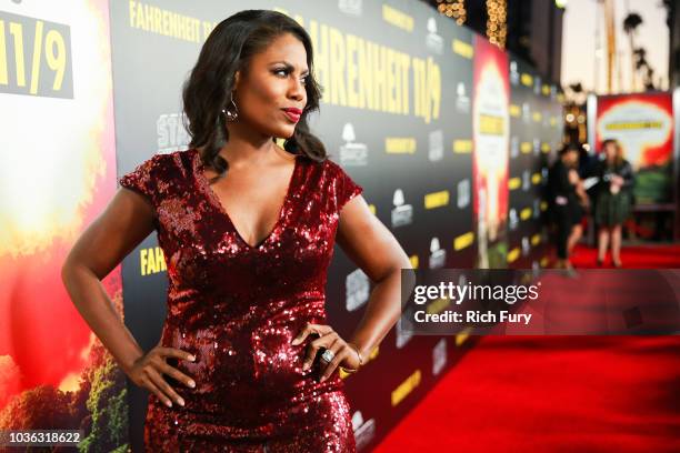 Omarosa Manigault Newman attends the premiere of Briarcliff Entertainment's "Fahrenheit 11/9" at Samuel Goldwyn Theater on September 19, 2018 in...