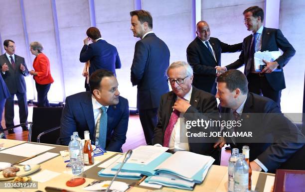 Chancellor Sebastian Kurz, Ireland's Prime Minister Leo Varadkar, President of the European Commission Jean-Claude Juncker and Estonia's Prime...