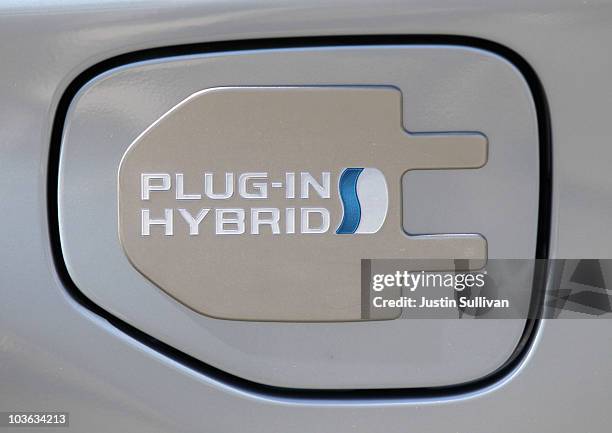 Logo is displayed on a Toyota Prius plug-in hybrid August 25, 2010 in San Francisco, California. With sales of electric and plug-in hybrid cars...