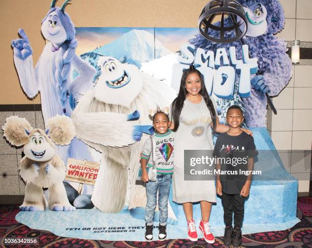 Monyetta Shaw and her kids attend the 'Smallfoot' special screening with The Ludacris Foundation at Regal Atlantic Station on September 19, 2018 in...