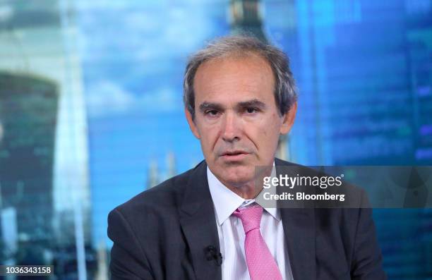 Socrates Lazaridis, chief executive officer of Hellenic Exchanges SA, speaks during a Bloomberg Television interview in London, U.K., on Thursday,...