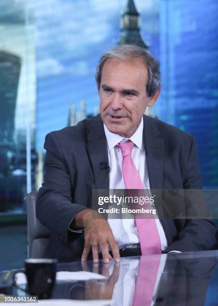 Socrates Lazaridis, chief executive officer of Hellenic Exchanges SA, speaks during a Bloomberg Television interview in London, U.K., on Thursday,...