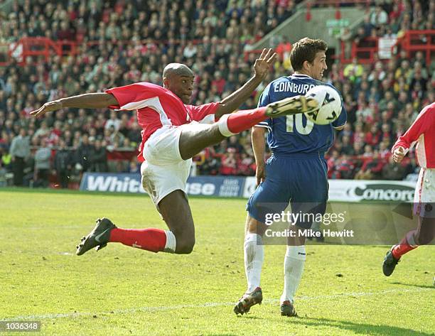 Richard Rufus of Charlton Athletic shoots during the Nationwide League Division One match against Portsmouth at the Valley in Charlton. \ Mandatory...