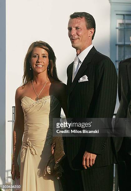 Prince Joachim of Denmark and Princess Marie of Denmark arrive for the wedding of Prince Nikolaos of Greece and Miss Tatiana Blatnik at the Cathedral...