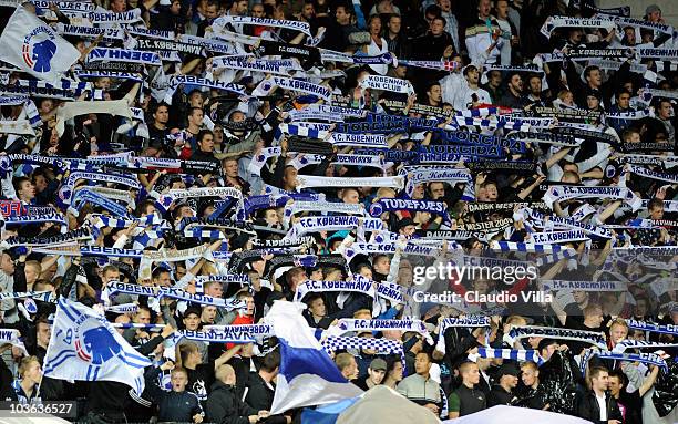 Supporters of FC Copenhagen during the Champions League Play-off match between FC Copenaghen and Rosenborg on August 25, 2010 in Copenhagen, Denmark.