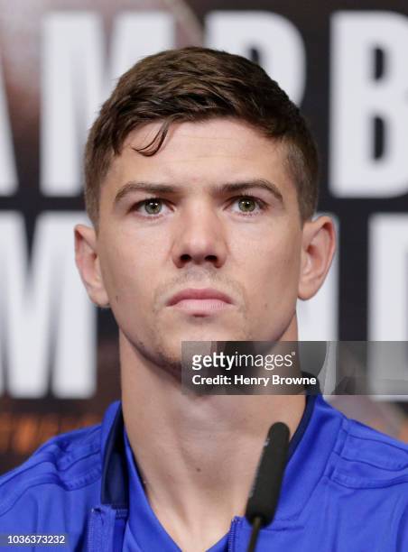 Luke Campbell speaks to the media during the Anthony Joshua And Alexander Povetkin Press Conference on September 20, 2018 in London, England.