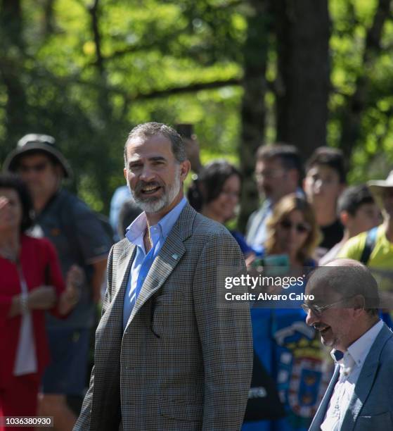 King Felipe of Spain Attends The Commemorative Acts of The Centennial Of The Ordesa National Park And Monte Perdido on September 20, 2018 in Torla,...