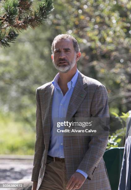 King Felipe of Spain Attends The Commemorative Acts of The Centennial Of The Ordesa National Park And Monte Perdido on September 20, 2018 in Torla,...