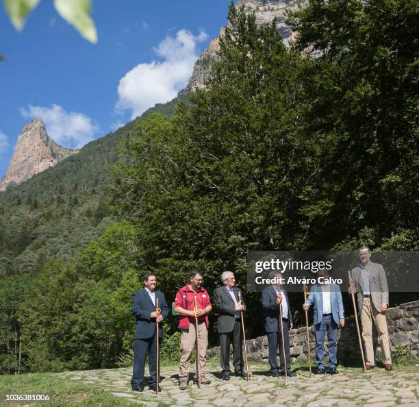 King Felipe of Spain Attends The Commemorative Acts of The Centennial Of The Ordesa National Park And Monte Perdido on September 20, 2018 in Torla,...