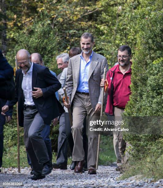 King Felipe of Spain Attends The Commemorative Acts of The Centennial Of The Ordesa National Park And Monte Perdido on September 20, 2018 in Torla,...