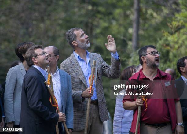 King Felipe of Spain Attends The Commemorative Acts of The Centennial Of The Ordesa National Park And Monte Perdido on September 20, 2018 in Torla,...