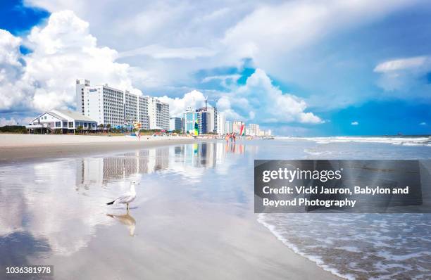 blue and white reflections at myrtle beach, south carolina - south carolina fotografías e imágenes de stock