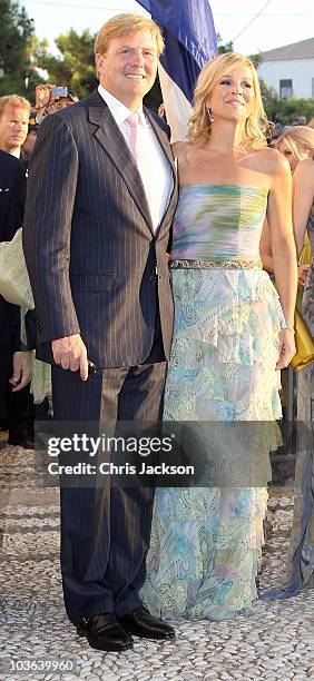 Princess Máxima of the Netherlands and Prince Willem-Alexander of the Netherlands arrive for the wedding of Prince Nikolaos and Miss Tatiana Blatnik...