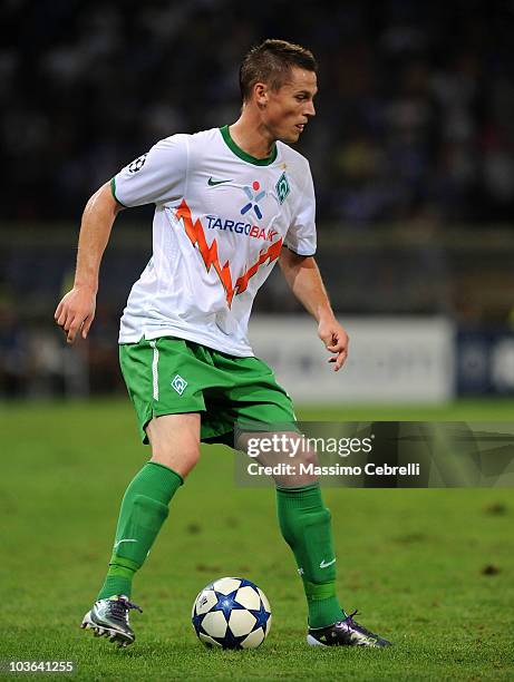 Markus Rosenberg of SV Werder Bremen in action during the Champions League Play-off match between UC Sampdoria Genoa and SV Werder Bremen at Luigi...