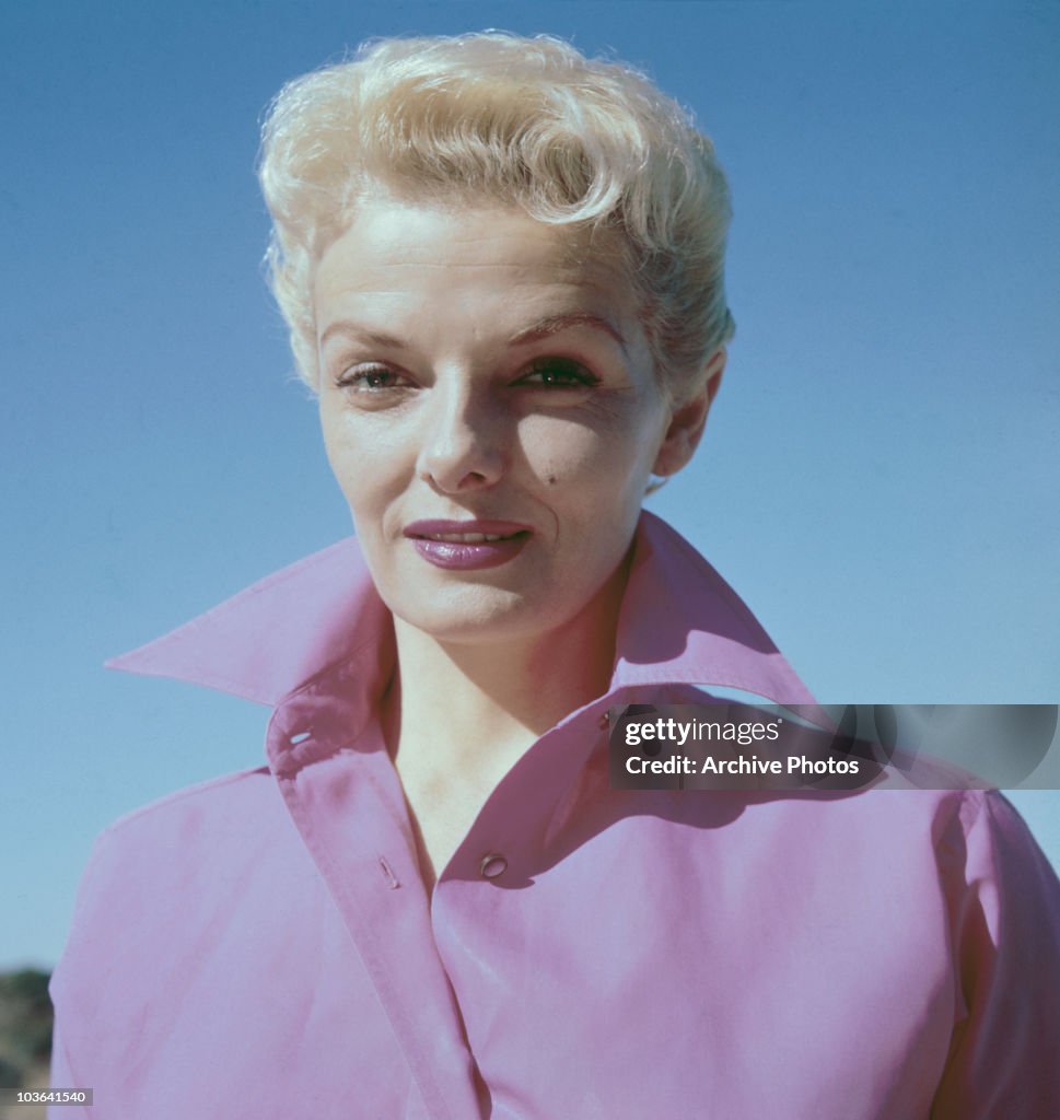 Jane Russell R Headshot of actress Jane Russell pictured wearing a wide-collared ...
