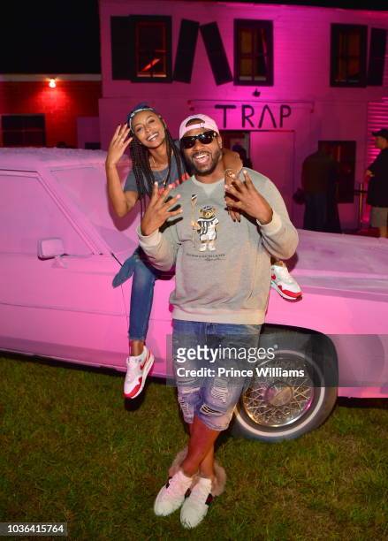 Polow Da Don and Keri Hilson attend 2 Chainz Haunted Pink Trap House at 13 Stories on September 19, 2018 in Newnan, Georgia.