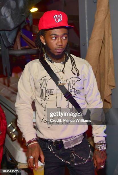 Rapper Skooly attends 2 Chainz Haunted Pink Trap House at 13 Stories on September 19, 2018 in Newnan, Georgia.