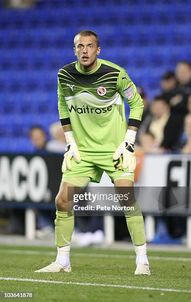 Ben Hamer of Reading in action during the Carling Cup Round Two match between Reading and Northampton Town at the Madjeski Stadium on August 24, 2010...