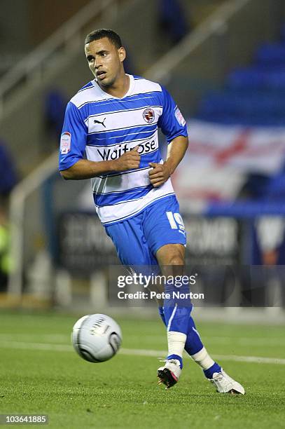 Hal Robson-Kanu of Reading in action during the Carling Cup Round Two match between Reading and Northampton Town at the Madjeski Stadium on August...