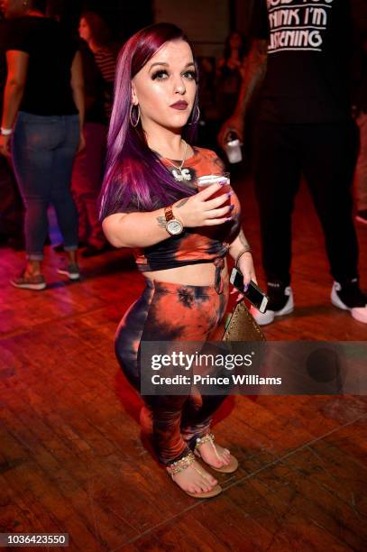 Bri Barlup attends 2 Chainz Haunted Pink Trap House at 13 Stories on September 19, 2018 in Newnan, Georgia.