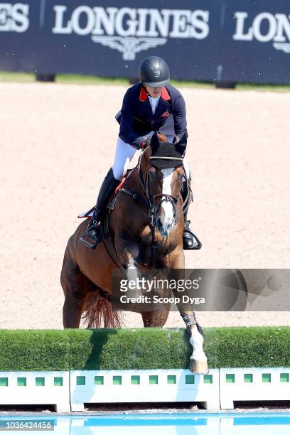 Jacqueline riding Basta during the FEI World Equestrian Games 2018 on September 19, 2018 in Tryon, United States of America.