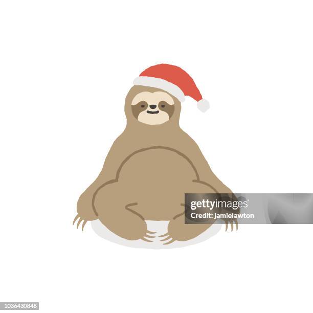 christmas sloth character - sloth stock illustrations