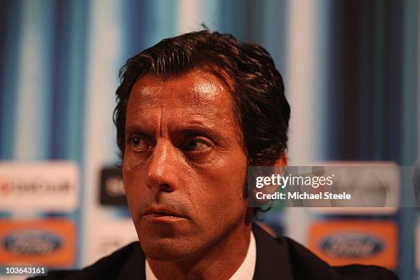 Quique Sanchez Flores the coach of Atletico Madrid during a press conference at the Grimaldi Forum on August 26, 2010 in Monaco, Monaco.