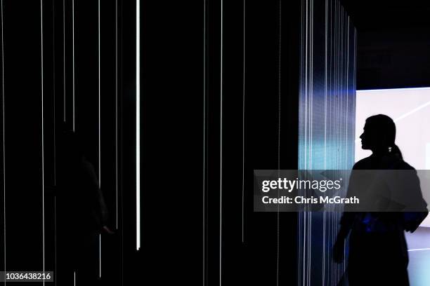 Woman views a light display by Siemans during Contemporary Istanbul on September 20, 2018 in Istanbul, Turkey. The 13th edition of Contemporary...