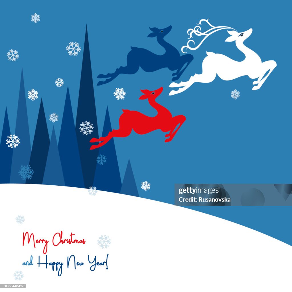 Winter Holidays. Running Christmas Deers