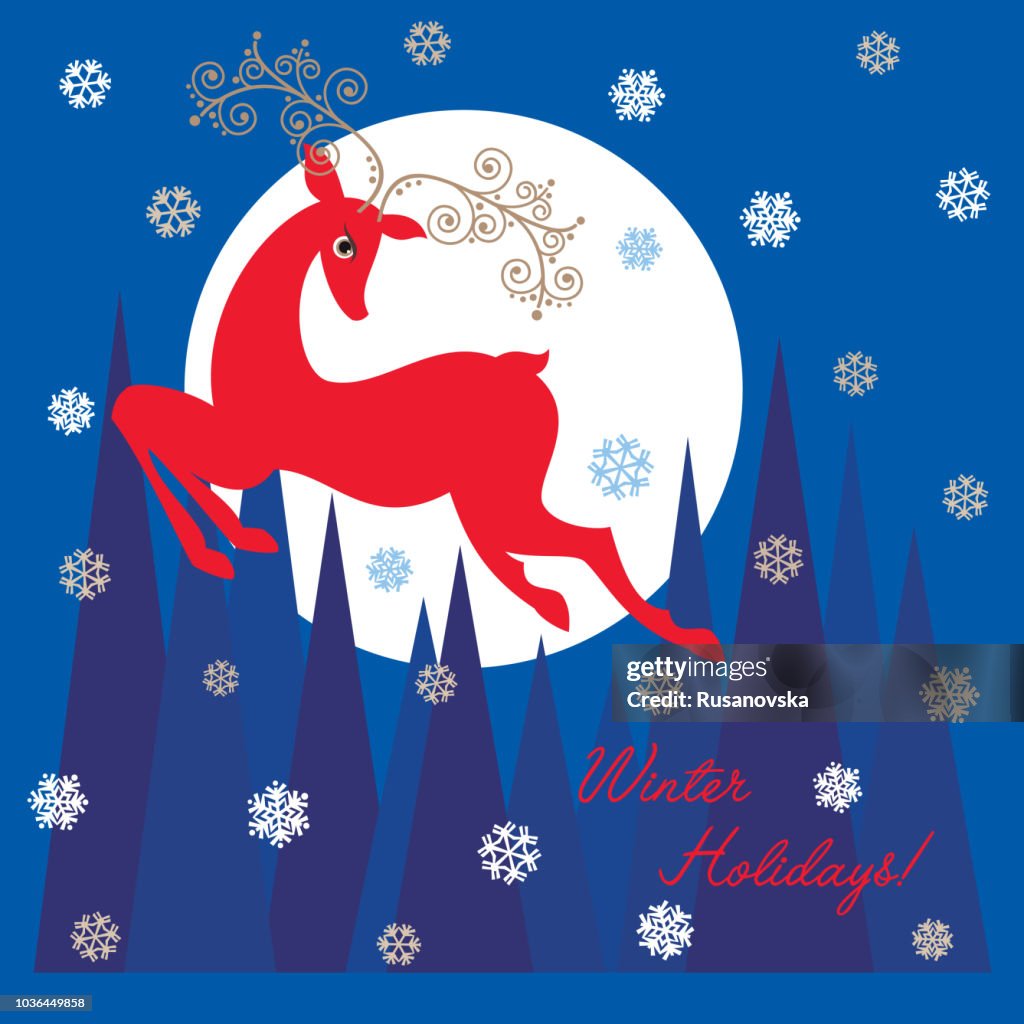 Holiday Reindeer. Winter Holidays.