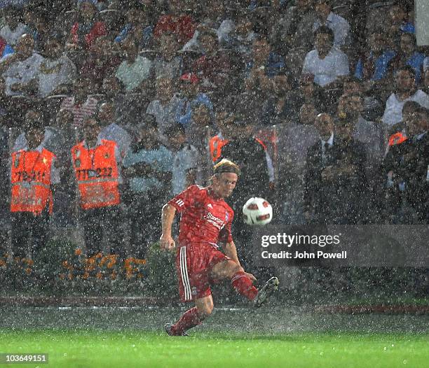 Christian Poulsen of Liverpool stock during the Europa League play off, 2nd leg match between Trabzonspor and Liverpool at Huseyin Avni Aker Stadium...