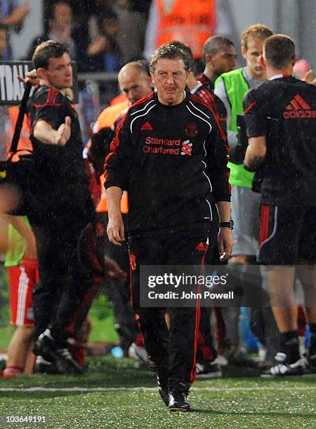 Roy Hodgson manager of Liverpool during the Europa League play off, 2nd leg match between Trabzonspor and Liverpool at Huseyin Avni Aker Stadium on...