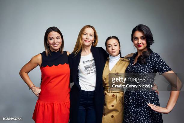 Kay Cannon, Leslie Mann, Gideon Adlon and Geraldine Viswanathan from the film 'Blockers' pose for a portrait in the Getty Images Portrait Studio...