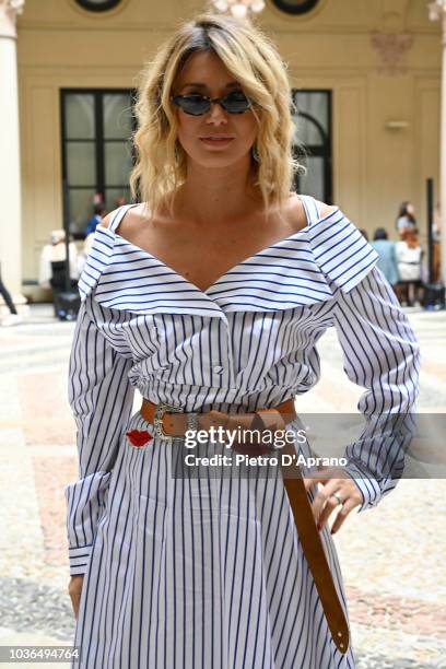 Elena Barolo attends the Vivetta show during Milan Fashion Week Spring/Summer 2019 on September 20, 2018 in Milan, Italy.