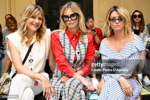 Natasha Stefanenko, Barbara Snellenburg and Elena Barolo attend the Vivetta show during Milan Fashion Week Spring/Summer 2019 on September 20, 2018...