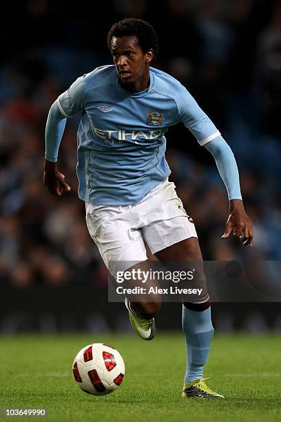 Jo of Manchester City in action during the UEFA Europa League playoff second leg match between Manchester City and FC Timisoara at the City of...