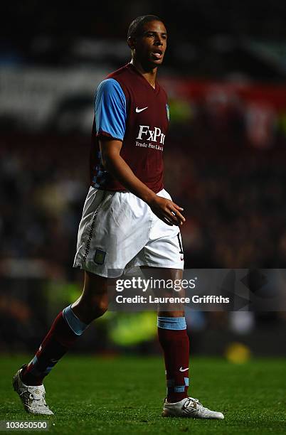 Curtis Davies of Aston Villa during the UEFA Cup Play Off second leg match between Aston Villa and SK Rapid Vienna at Villa Park on August 26, 2010...