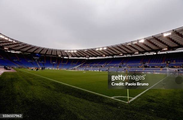 General view of the Stadio Olimpico before the UEFA Europa League Group H match between SS Lazio and Apollon Limassol at Stadio Olimpico on September...
