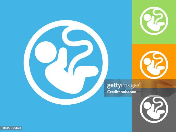 fetus flat icon on blue background - embryo stock illustrations