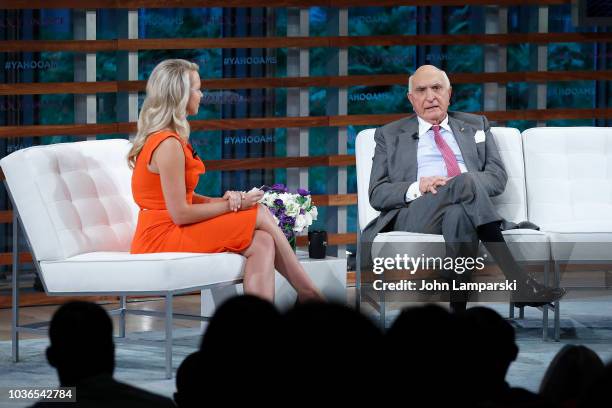 Home Depot co-funders Ken Langone interviewed by Julia La Roche speaks during the 2018 Yahoo Finance All Markets Summit at The Times Center on...