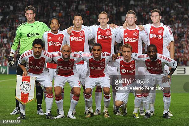 Members of the Ajax team Maarten Stekelenburg, Urby Emanuelson, Mounir El Hamdaoui, Siem De Jong, Toby Alderweireld, Jan Vertonghen, Luis Suarez,...