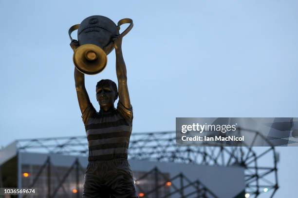 General view of the Billy McNeill statue outside the stadium prior to the UEFA Europa League Group B match between Celtic and Rosenborg at Celtic...