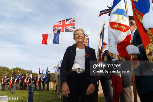 Genevieve Darrieussecq, junior minister attached to French Minister of the Armed Forces attends the commemoration of centenary of the Royal Air Force...