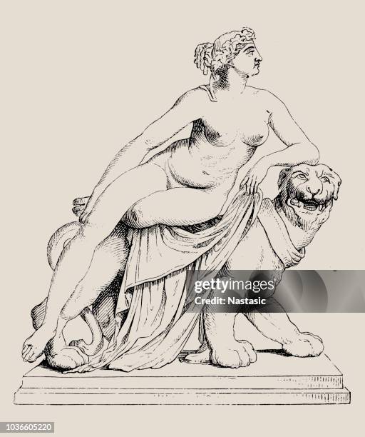 ariadne reiten ein panther, skulptur, johann heinrich von dannecker, frankfurt am main, deutschland - cougar women stock-grafiken, -clipart, -cartoons und -symbole