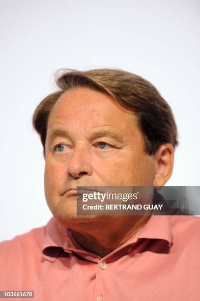 Party Socialit member Andre Laignel attends a workshop at France's opposition Socialist Party's summer congress held in the Atlantic coastal city of...