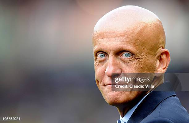 Former referee Pierluigi Collina looks on before the UEFA Super Cup match between Inter Milan and Atletico Madrid at Louis II Stadium on August 27,...