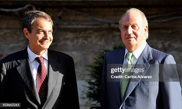 King Juan Carlos of Spain receives President Jose Luis Rodriguez Zapatero at Marivent Palace on August 27, 2010 in Palma de Mallorca, Spain.