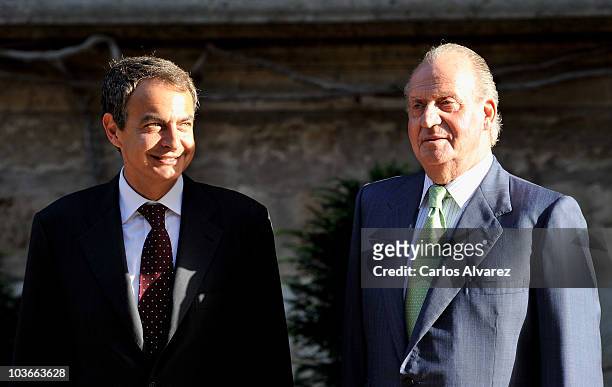 King Juan Carlos of Spain receives Spanish President Jose Luis Rodriguez Zapatero at Marivent Palace on August 27, 2010 in Palma de Mallorca, Spain.