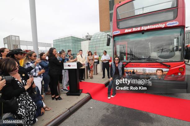 Carlos Vives, international Singer and Actor, unveils his Ride Of Fame "IT" bus on September 20, 2018 in New York City.