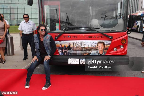 Carlos Vives, international Singer and Actor, unveils his Ride Of Fame "IT" bus on September 20, 2018 in New York City.